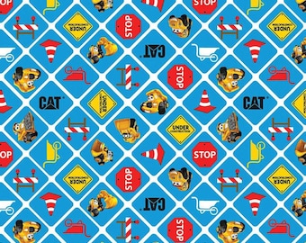 CAT® Buildin 'Crew Schilder Blau - 1/2 Yard Schritte, fortlaufend geschnitten - von Riley Blake Designs