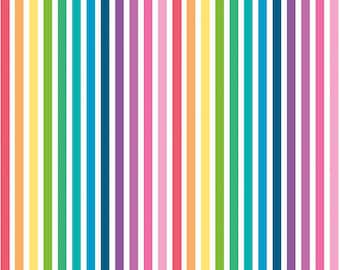 Make Rainbow Stripe in White by Kristy Lea of Quiet Play for Riley Blake Designs