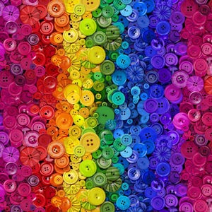 Sewing Room Rainbow Button Wave Stripe - 1/2 Yard Increments, Cut Continuously - by Timeless Treasures