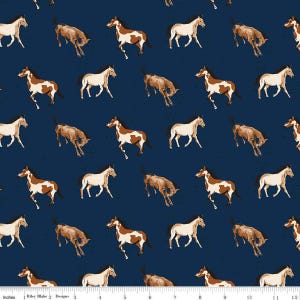 Wild Rose Horses in Navy by Riley Blake Designs