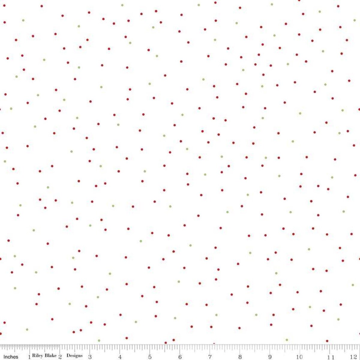 Red and Green Pin Dot Christmas on White by Riley Blake Designs
