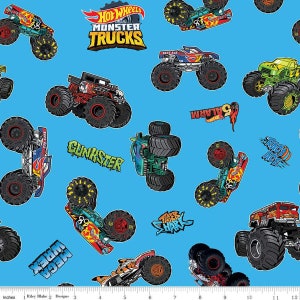 Hot Wheels Monster Trucks Main in Blue by Riley Blake Designs