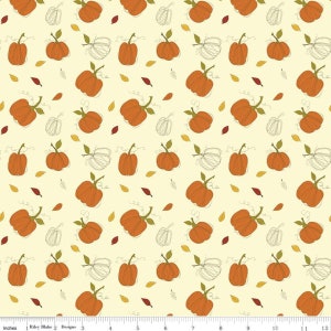 Adel in Autumn Pumpkins Cream by Sandy Gervais for Riley Blake Designs