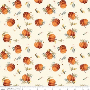 Shades of Autumn Pumpkins in Cream by My Mind&#39;s Eye from Riley Blake Designs