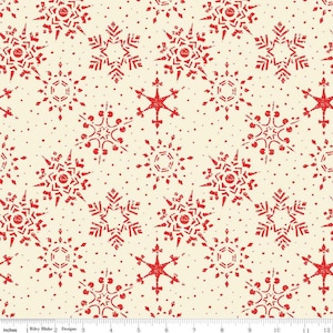 Adel in wintersneeuwvlokkencrème - stappen van 1/2 meter, doorlopend gesneden - door Sandy Gervais voor Riley Blake Designs