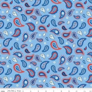 Rood Wit & Knal! Paisley in blauw door Sandy Gervais voor Riley Blake Designs