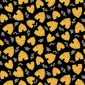 Save the Bees Black Bee Hives by Timeless Treasures