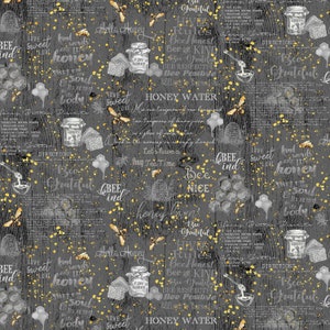 Honey Bee Farm Grey Hives Rules And Quotes by Timeless Treasures