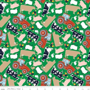 FFA Forever Blue 2 Animales en Verde por Riley Blake Designs