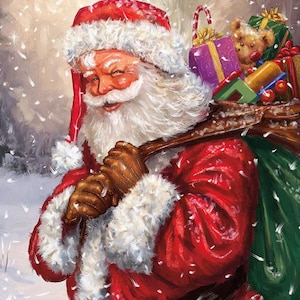 More Christmas Wishes Santa&#39;s Bag Panel by Riley Blake Designs