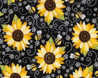 Girasoles negros "Eres mi sol" - Incrementos de 1/2 yarda, corte continuo - de Timeless Treasures