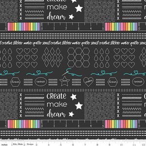 Restposten – Hauptfarbe Schwarz – 0,5-Yard-Schritte, durchgehend zuschneidbar – von Kristy Lea von Quiet Play für Riley Blake Designs