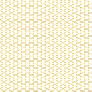 Può includere: Motivo ripetuto di favi dorati su sfondo bianco. Le forme esagonali sono uniformemente distanziate, creando un design geometrico strutturato. Adatto a vari progetti di artigianato e design.