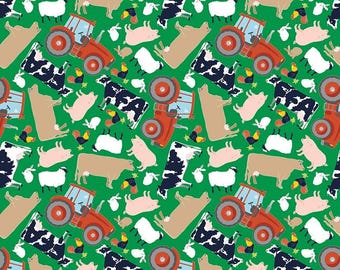 FFA Forever Blue 2 Animals in Green - 1/2 Yard Increments, Cut Continuously - by Riley Blake Designs