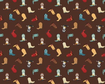Cowboys-Stiefel in Braun - 1/2 Yard Schritten, fortlaufend geschnitten - von widerspiegeln Park Paper Co. für Riley Blake Designs