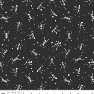 Bad to the Bone Skeletons in Black by My Mind&#39;s Eye for Riley Blake Designs