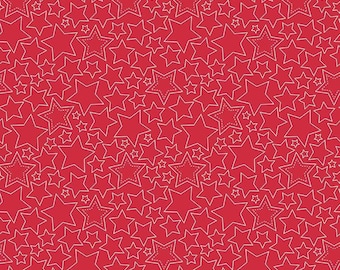 Sweet Freedom Stars in Red - 1/2 Yard Increments, Cut Continuously - by Beverly McCullough for Riley Blake Designs