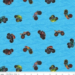 Monster Trucks Hot Wheels em Azul por Riley Blake Designs