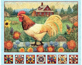 Heartland Rooster Panel by Morris Creative Group for QT Fabrics
