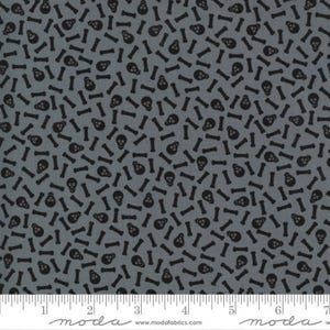 Midnight Magic 2 Mr Bones Halloween Skulls in Mist - 1/2 Yard Increments, Cut Continuous - by April Rosenthal Prairie Grass for Moda Fabrics