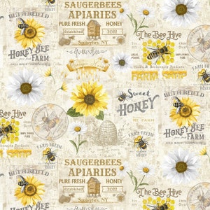 Honey Bee Farm Cream Vintage Bee Farm Sign by Timeless Treasures