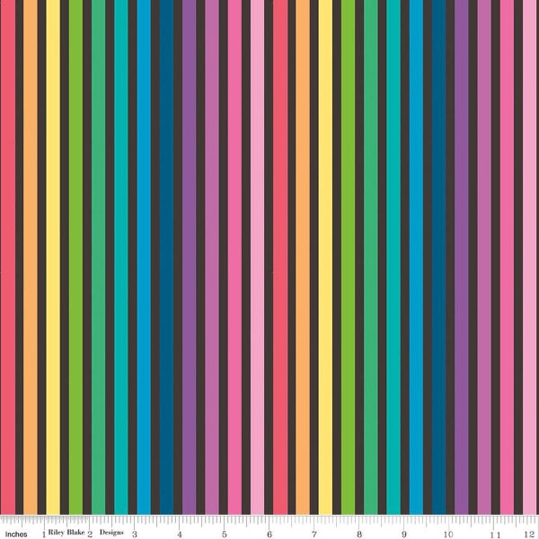 Make Rainbow Stripe in Black by Kristy Lea of Quiet Play for Riley Blake Designs