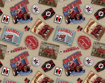 Logotipos de Farmall en color natural - Incrementos de 1/2 yarda, cortados continuamente - por Sykel Enterprises