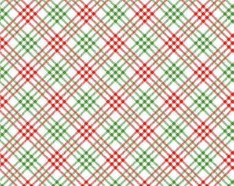 Christmas Joys Plaid in White by Lindsay Wilkes for Riley Blake Designs