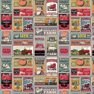 Farmall Farm to Table Vintage Posters Fabric