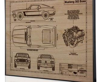 Great Audi Car Gift! Custom Car Art Engraved on Metal Acrylic or Wood Ford Mustang 1964 Convertible Laser Engraved Wall Art Sign