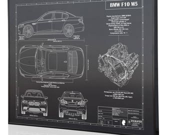 Bmw M5 Blueprint Etsy