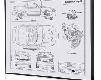 Ford Mustang Saleen SN95-1999-2004 Poster Saleen Garage Decor Wall Art Gifts