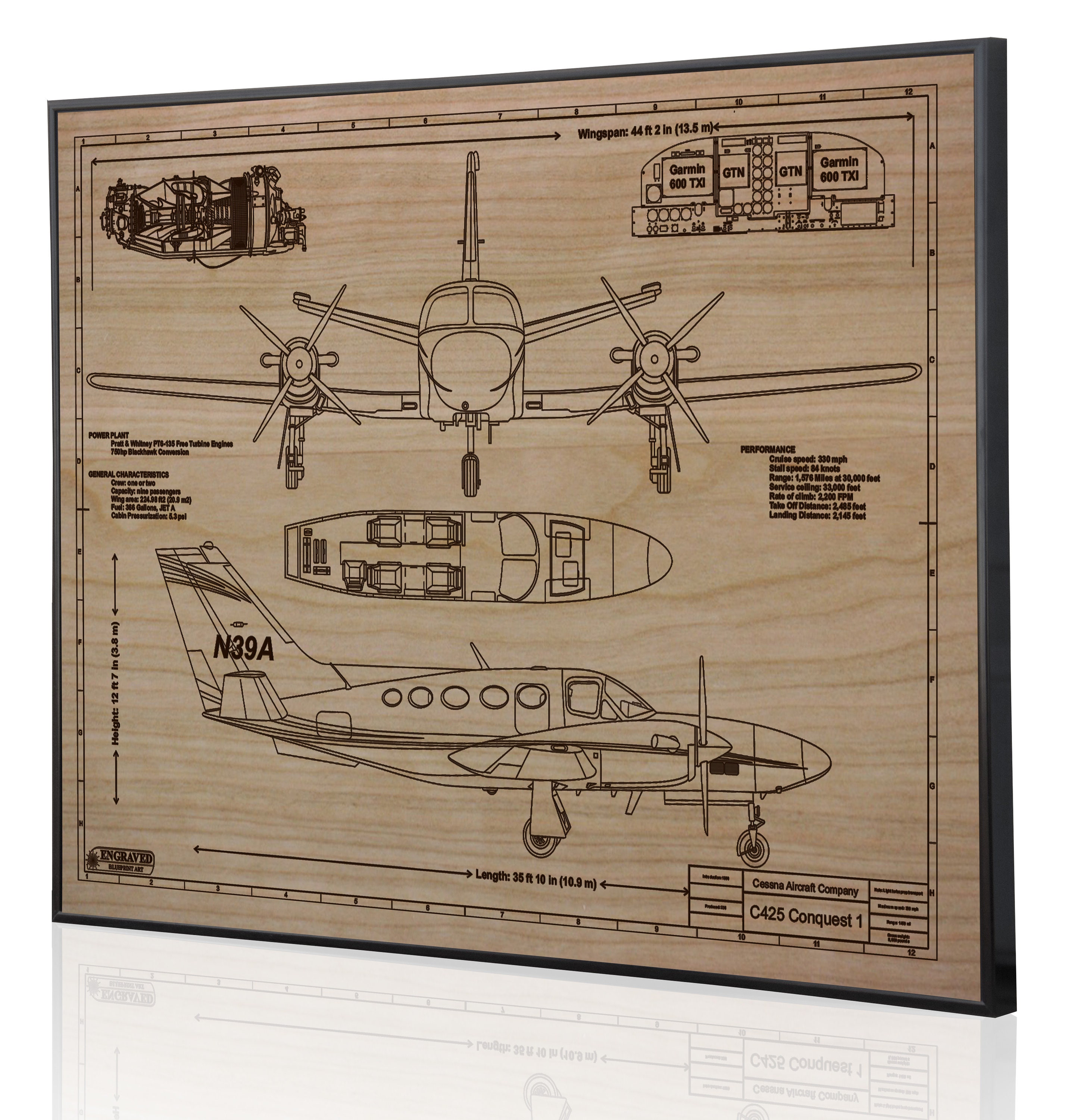 Cessna C425 Personalized Laser Engraved Blueprint Artwork. - Etsy Australia