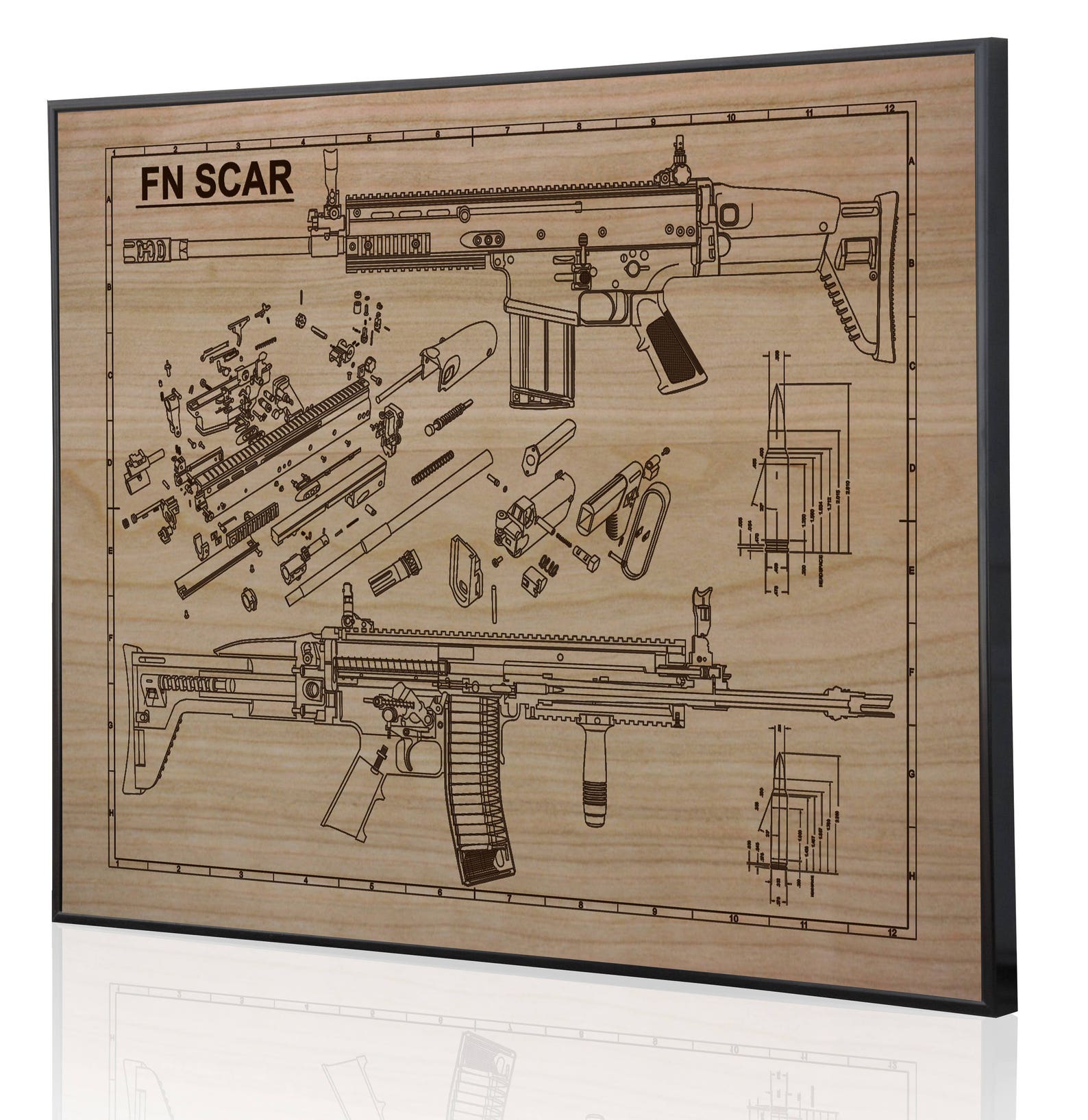 FN SCAR Laser Engraved Wall Art Poster. Engraved on Metal Etsy