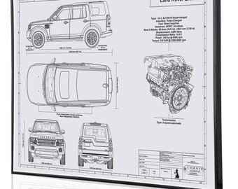 Land Rover Discovery Sport Vintage Blueprint Auto Print