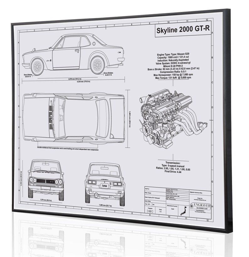 Sign Acrylic or Wood Custom Car Art Nissan Skyline 2000 GT-R Laser Engraved /& Personalized Wall Art Engraved on Metal Car Gift! Poster