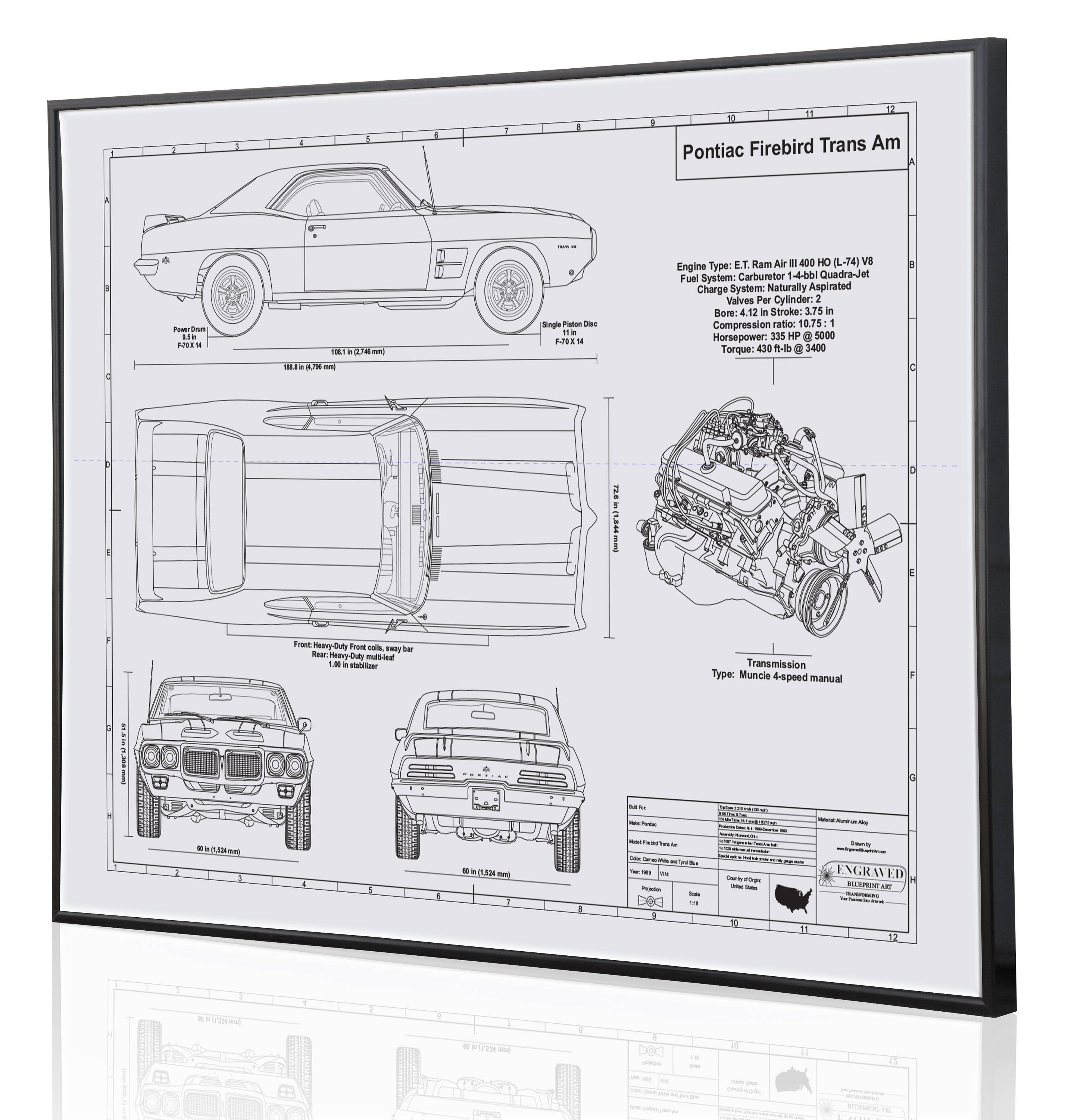 Pontiac Firebird Trans Am 1969 Laser Engraved Wall Art Poster. | Etsy