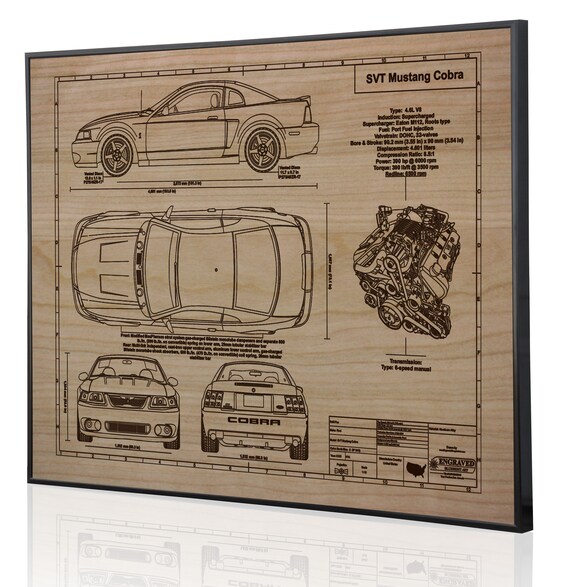 Ford Mustang SVT Cobra 2003-04 Personalisierte Lasergravierte Wandkunst.  Graviert auf Metall, Acryl oder Holz, Poster, Schild. Tolles Auto Geschenk  - Etsy Österreich