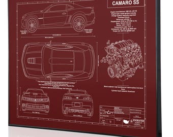 Chevrolet Camaro 5th Gen SS LS3 Laser Engraved Wall Art Poster. Engraved on Metal, Acrylic or Wood. Custom Car Art, Poster, Car Guy Gift