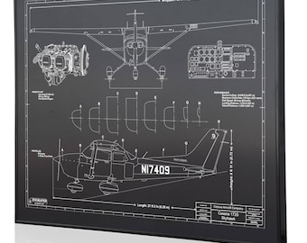 Cessna 172 Laser Engraved Wall Art Poster. Engraved on Metal, Acrylic or Wood. Custom aviation Art, Poster, Cessna Sign, Best airplane gift