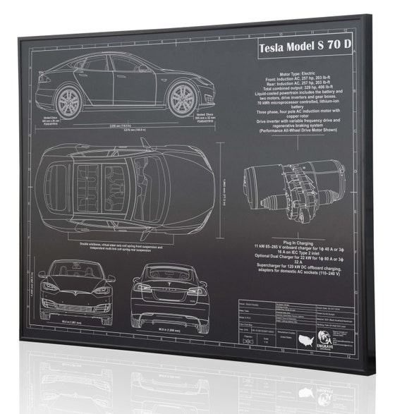 Tesla Model S 70d Laser Engraved Wall Art Poster Engraved On Metal Acrylic Or Wood Custom Car Art Poster Sign