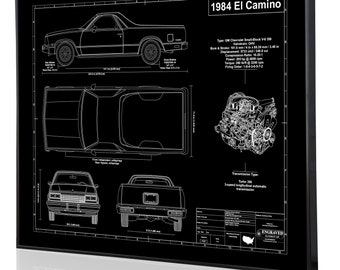 Chevrolet El Camino (1984) Laser Engraved Wall Art. Engraved on Metal, Acrylic or Wood. Custom Car Art, Car Guy Gift, Metal Sign, Art