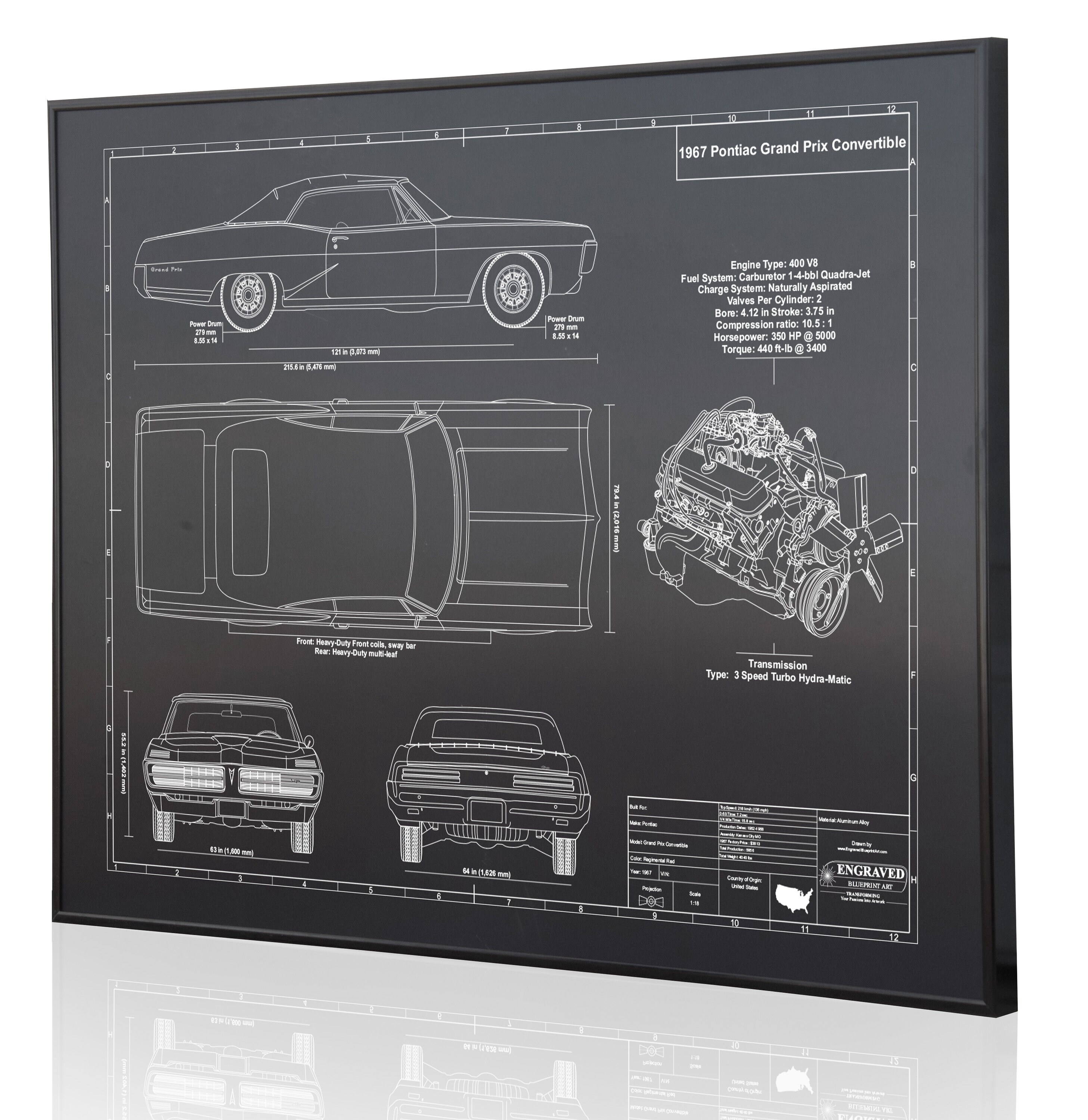 Pontiac Grand Prix 1967 Laser Engraved Wall Art Poster 50
