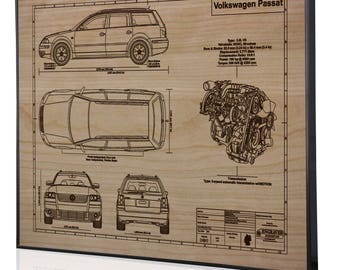 Volkswagen Passat Wagon Laser Engraved Wall Art . Engraved on Metal, Acrylic or Wood. Custom Car Art, Poster, Sign. Great Car Gift!