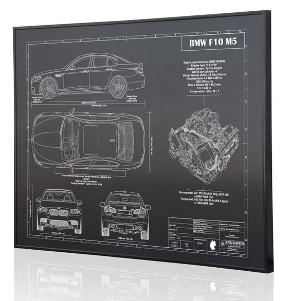 BMW F10 M5 Lasergraviertes Wandkunst Poster. Blaupause Zeichen Kunstwerk,  um die besten Auto Geschenke zu machen Ultimatives Dekor für die Garage  oder das Büro -  Schweiz