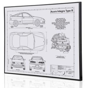 Acura Integra Type R Personalized Laser Engraved Blueprint - Etsy