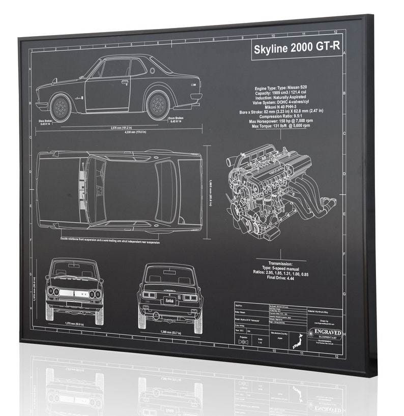 Sign Acrylic or Wood Custom Car Art Nissan Skyline 2000 GT-R Laser Engraved /& Personalized Wall Art Engraved on Metal Car Gift! Poster
