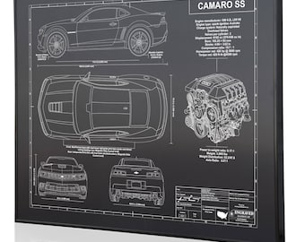Chevrolet Camaro 5ta Gen SS L99 Laser había grabado pared arte cartel. Grabado en Metal, acrílico o madera. Coche personalizado arte, cartel, coche chico regalo