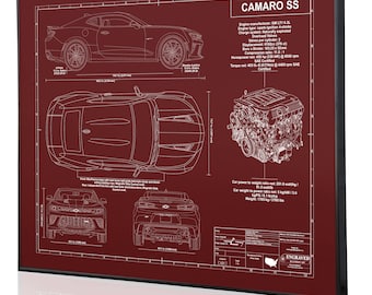 Chevrolet Camaro 6th Gen 50th Anv. Laser Engraved Wall Art Poster. Engraved on Metal, Acrylic or Wood. Custom Car Art, Poster, Car Guy Gift