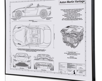 Aston Martin Vantage Roadster (2020 -  ) Engraved Wall Art. Ultimate automotive decor & blueprints for your home or office!